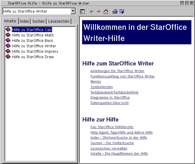 Online-Hilfe von StarOffice