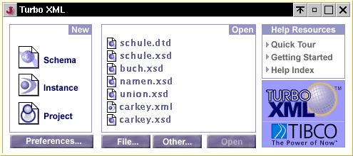 TurboXML-Startbildschirm