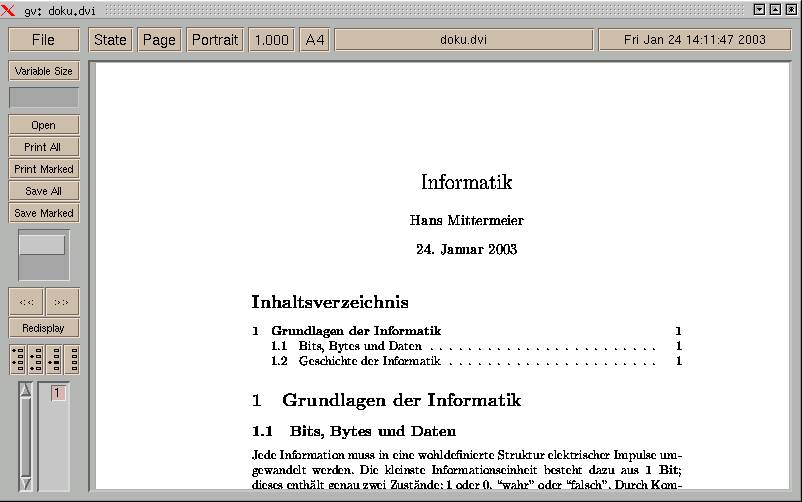 GhostView zum Betrachten von PostScript-Dateien
