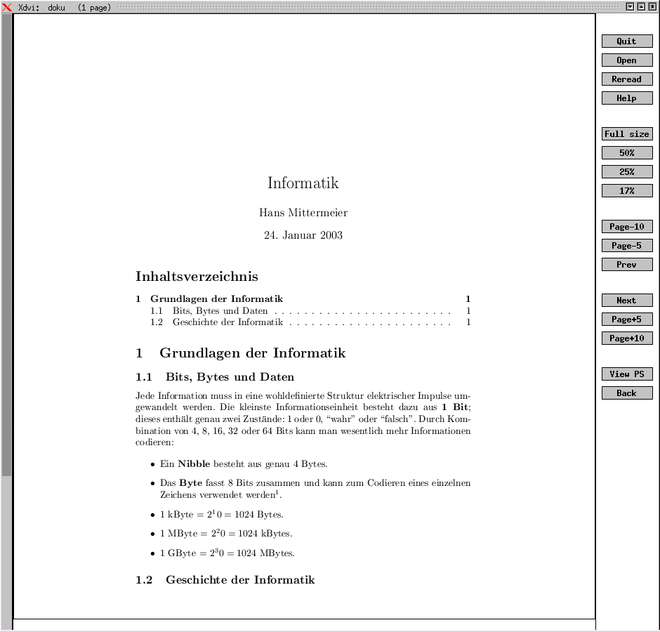 Der DVI-Betrachter xdvi